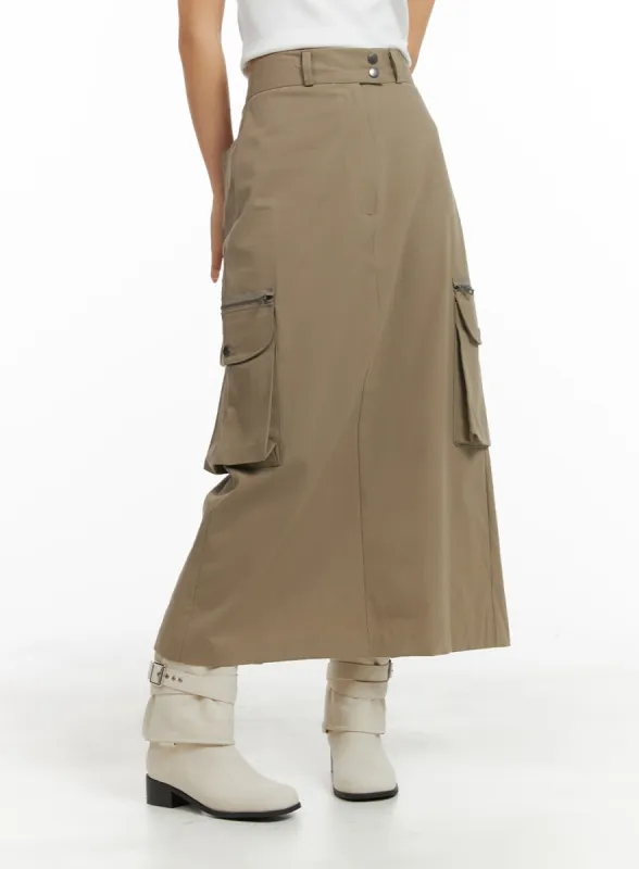 Two-Button Cargo Maxi Skirt CM422 sold by Lewkin