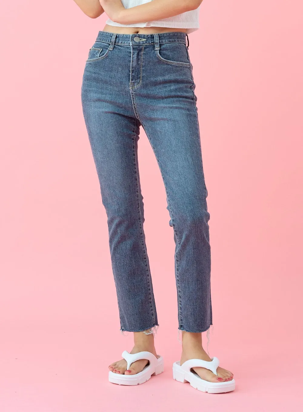 Cut Hem Span Skinny Pants BU29 sold by Lewkin product image thumbnail 2