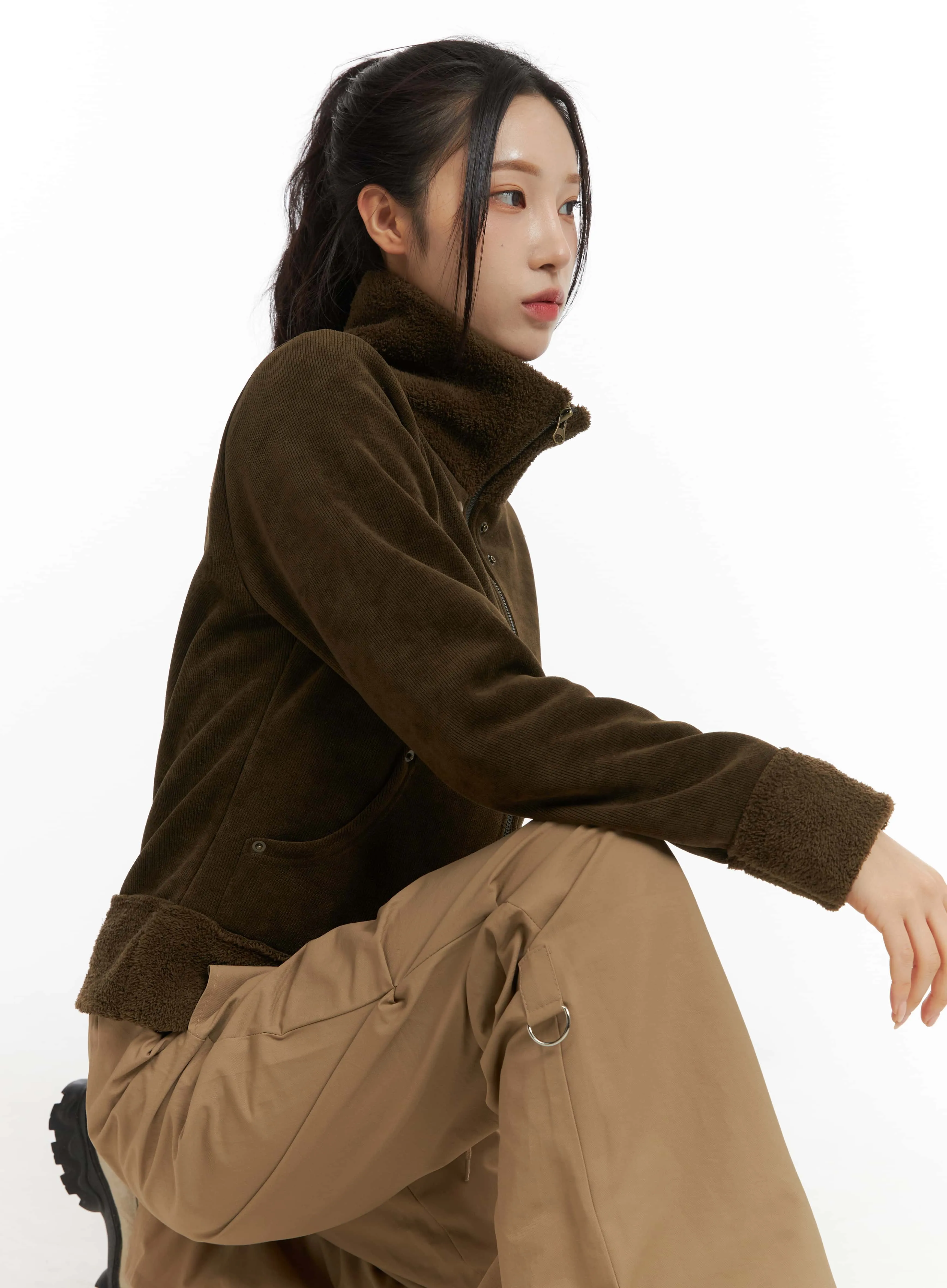 Zip-Up Suede Bomber Jacket CJ410 sold by Lewkin