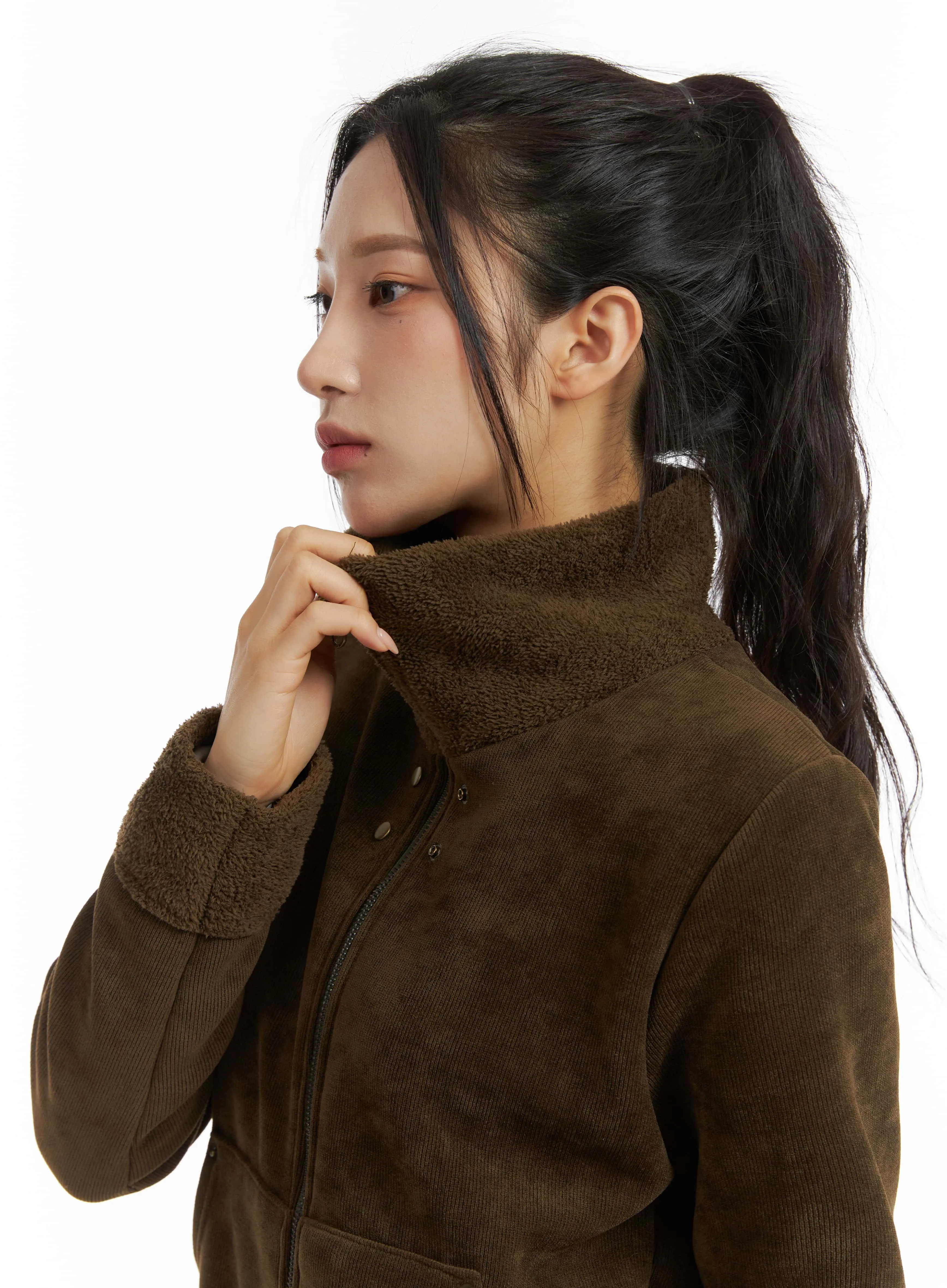 Zip-Up Suede Bomber Jacket CJ410 sold by Lewkin product image thumbnail 2