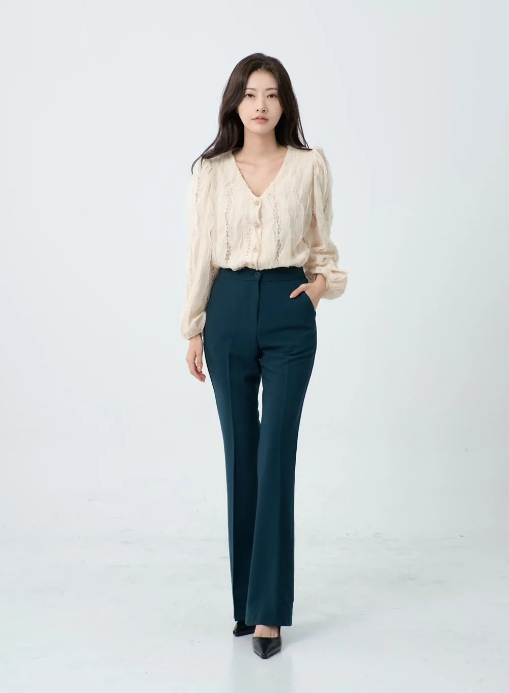 Slim Bootcut Tailored Pants IO18 sold by Lewkin product image thumbnail 4