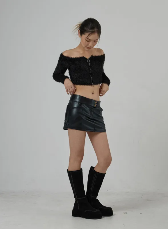 Faux Leather Low Rise Mini Skirt CJ302 sold by Lewkin