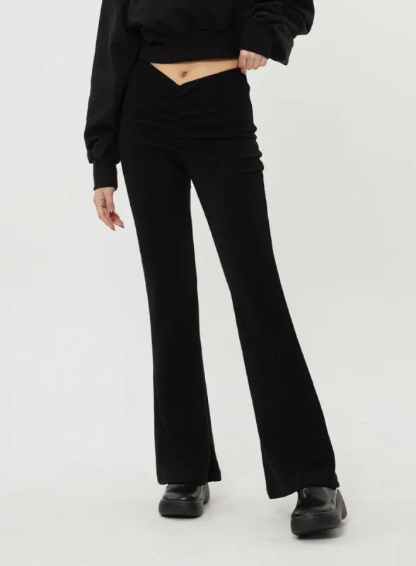 V-Cut Waist Ruched Flare Leg Pants BF317 sold by Lewkin