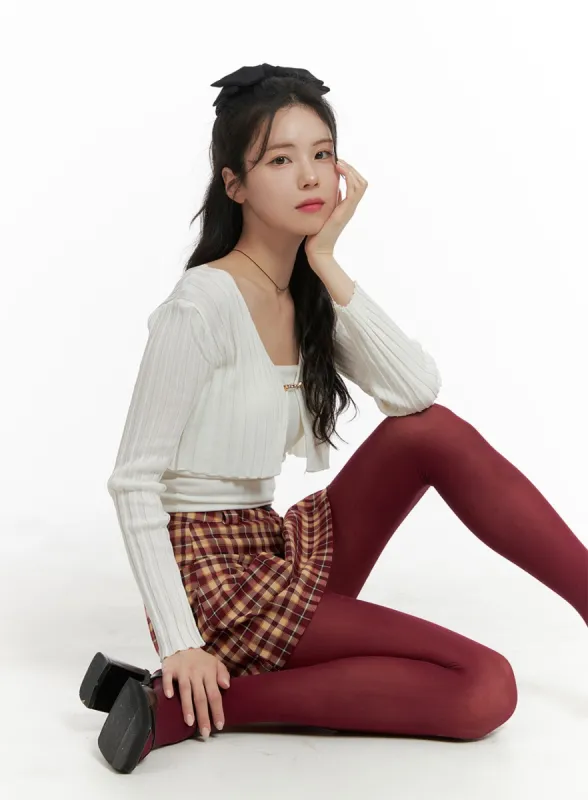 Solid Ruffle Hem Cropped Cardigan OM421 sold by Lewkin