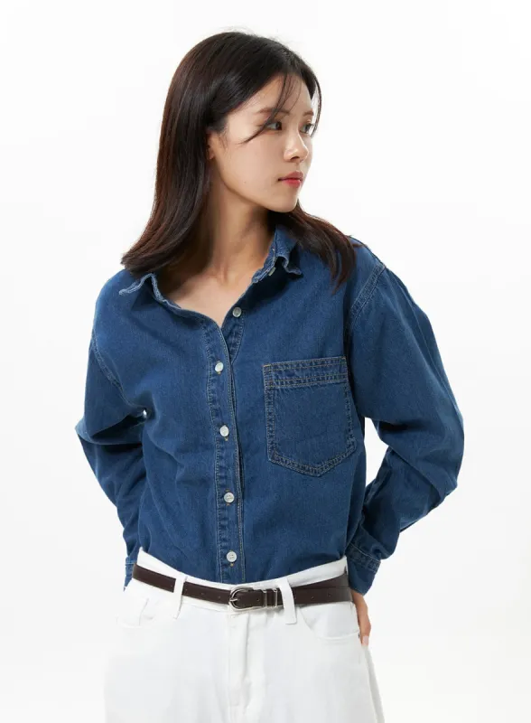 Denim Button-Down Shirt OS310 made by Lewkin