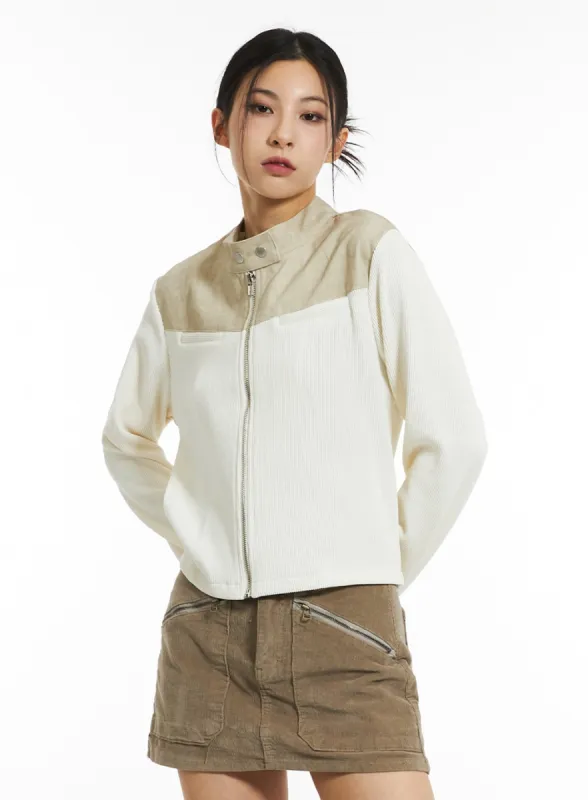 Button Collar Bomber Jacket IN308 sold by Lewkin