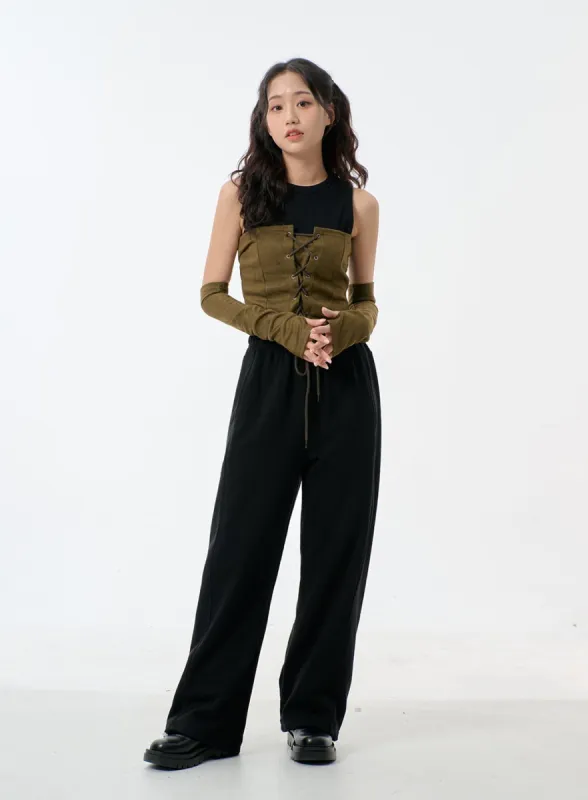 Drawstring Wide Leg Track Pants BJ327 sold by Lewkin