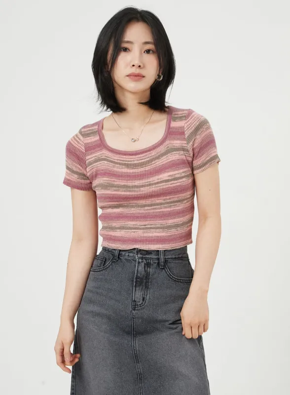 Stripe Knit Tee OM328 sold by Lewkin