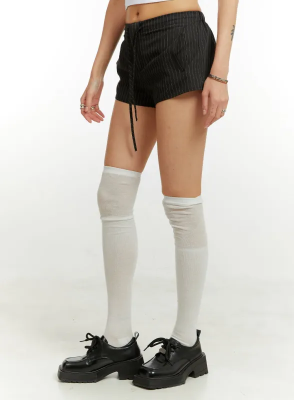 Striped Drawstring Micro Shorts CU421 sold by Lewkin