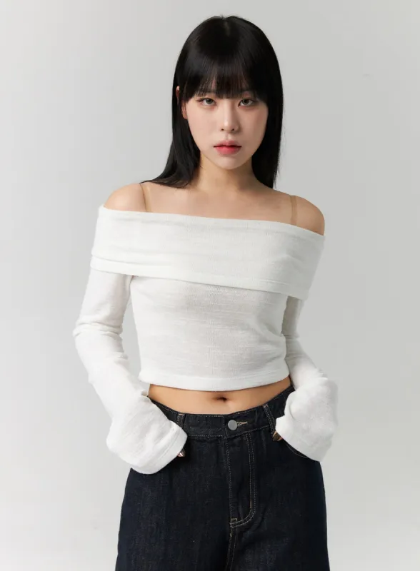 Off-Shoulder Crop Top CS312 sold by Lewkin