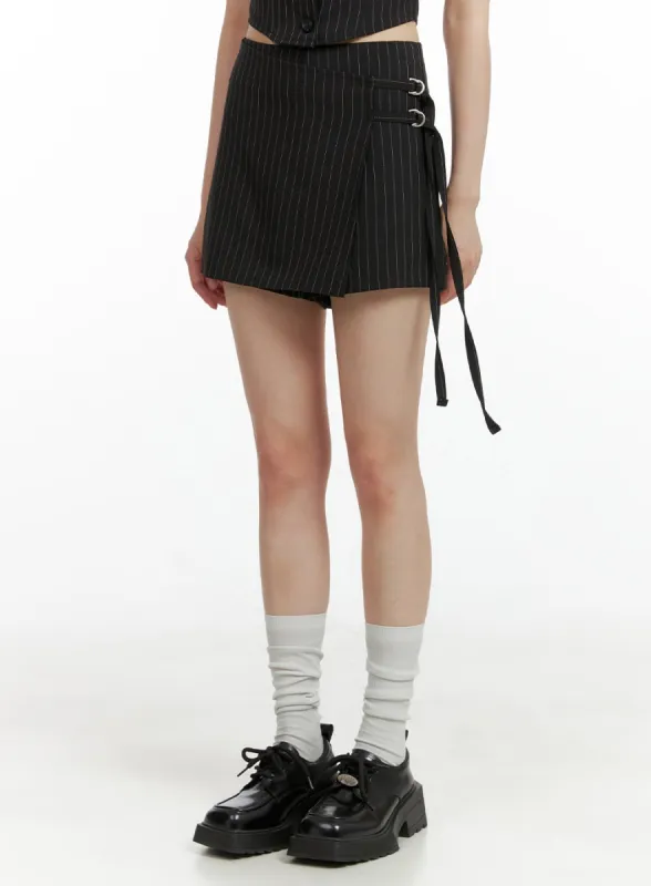Stripe Buckle Wrap Shorts CL402 sold by Lewkin