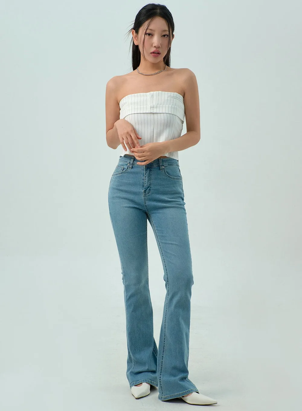 Light Wash Bootcut Jeans CY330 sold by Lewkin