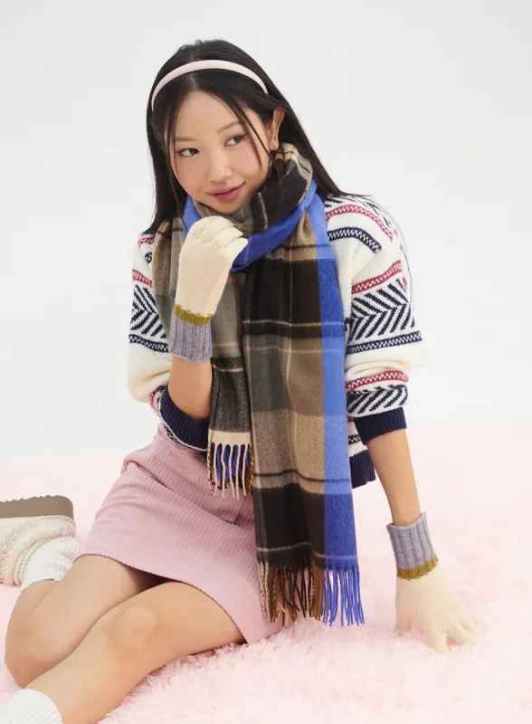 Color Block Knit Gloves IN317 sold by Lewkin