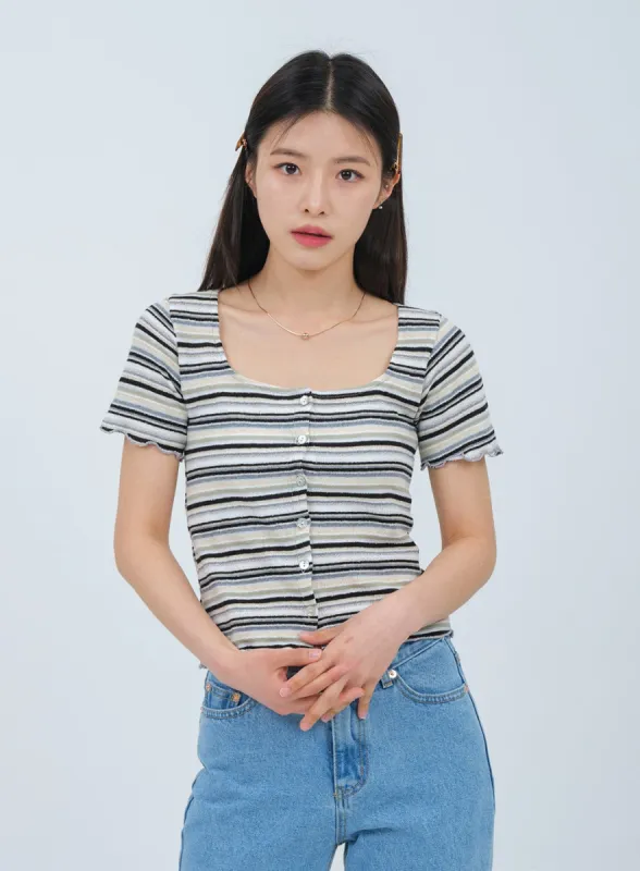 Multi-Colored Striped Cardigan OM02 sold by Lewkin