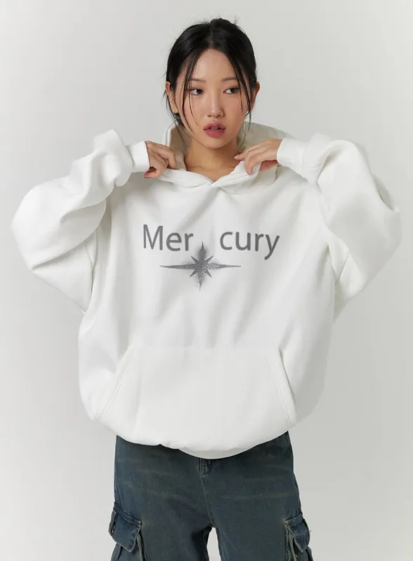 Graphic Lettering Hooded Sweatshirt CD312 sold by Lewkin