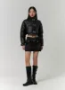 Faux Leather Three-Buckled High Neck Puffer Jacket CD315 sold by Lewkin