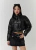 Faux Leather Three-Buckled High Neck Puffer Jacket CD315 sold by Lewkin