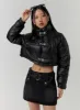 Faux Leather Three-Buckled High Neck Puffer Jacket CD315 sold by Lewkin