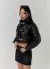 Faux Leather Three-Buckled High Neck Puffer Jacket CD315 sold by Lewkin