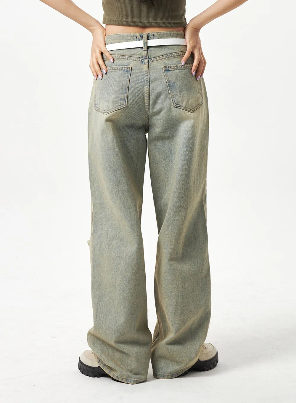 Wide Leg Ripped Jeans CA320 sold by Lewkin product image thumbnail 5