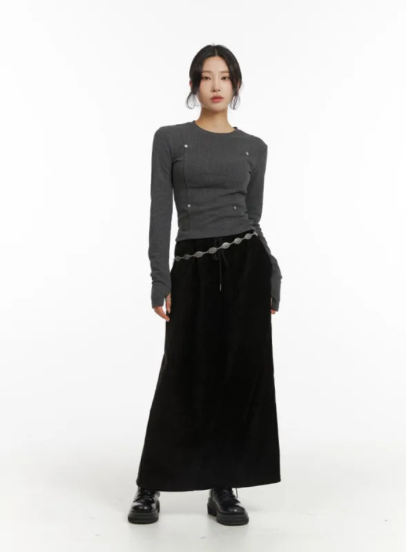 Drawstring Waist Maxi Skirt CJ417 sold by Lewkin