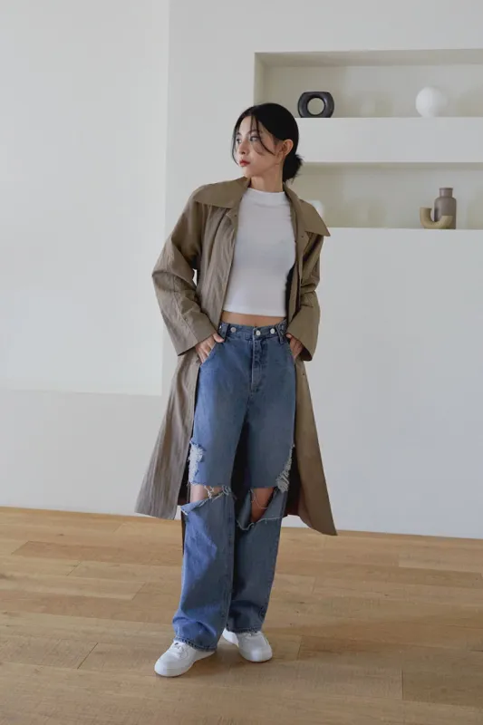 Destroyed Wide Leg Jeans J24 sold by Lewkin