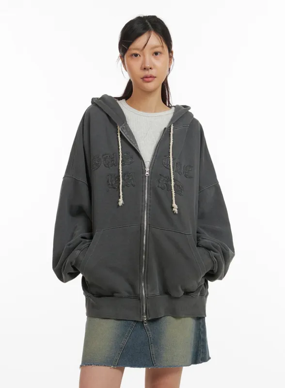 Oversized Zip-Up Hoodie IY410 sold by Lewkin
