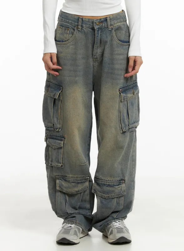 Urban Washed Baggy Cargo Pants CA424 sold by Lewkin