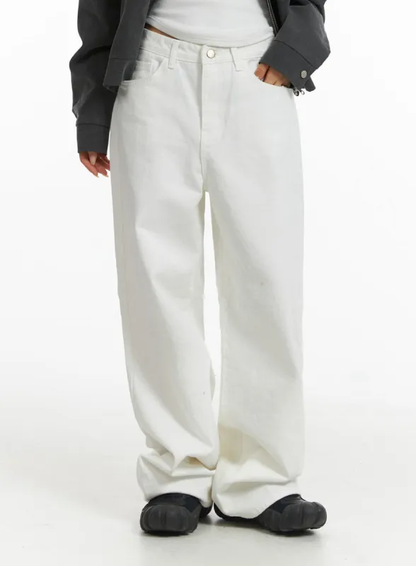 Mid Waist Straight Leg Cotton Pants CF401 sold by Lewkin