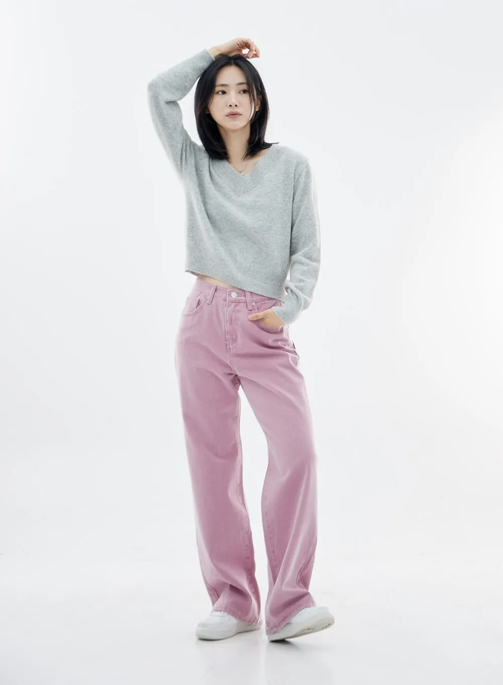 High Waist Straight Wide Leg Pants OO04 sold by Lewkin product image thumbnail 2
