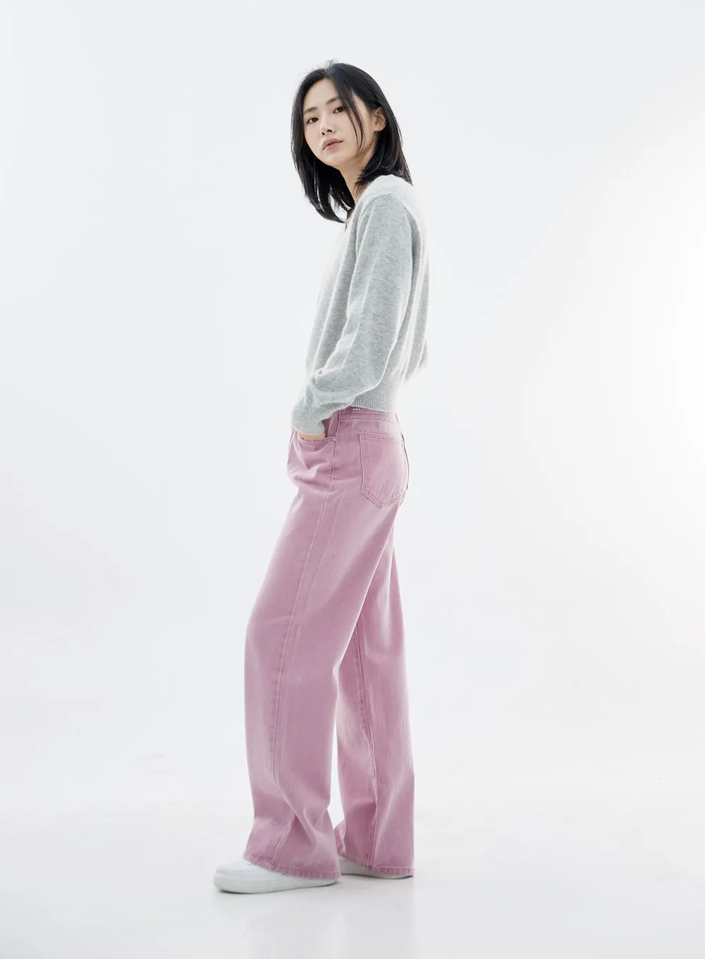 High Waist Straight Wide Leg Pants OO04 sold by Lewkin product image thumbnail 4
