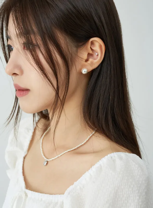 Simple Pearl Earrings Set OU7 made by Lewkin