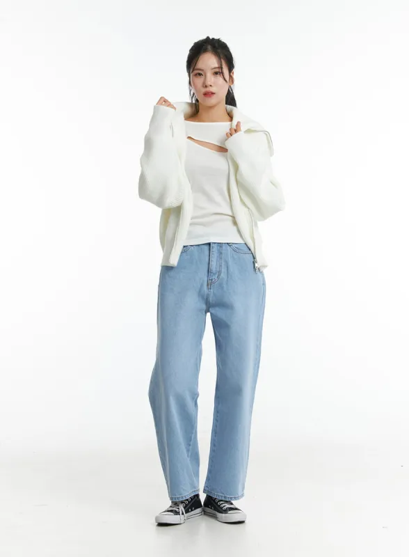 Light Washed Straight Jeans ON329 sold by Lewkin