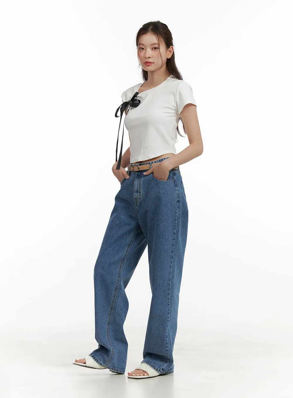 Denim Straight Leg Jeans OU413 sold by Lewkin product image thumbnail 3