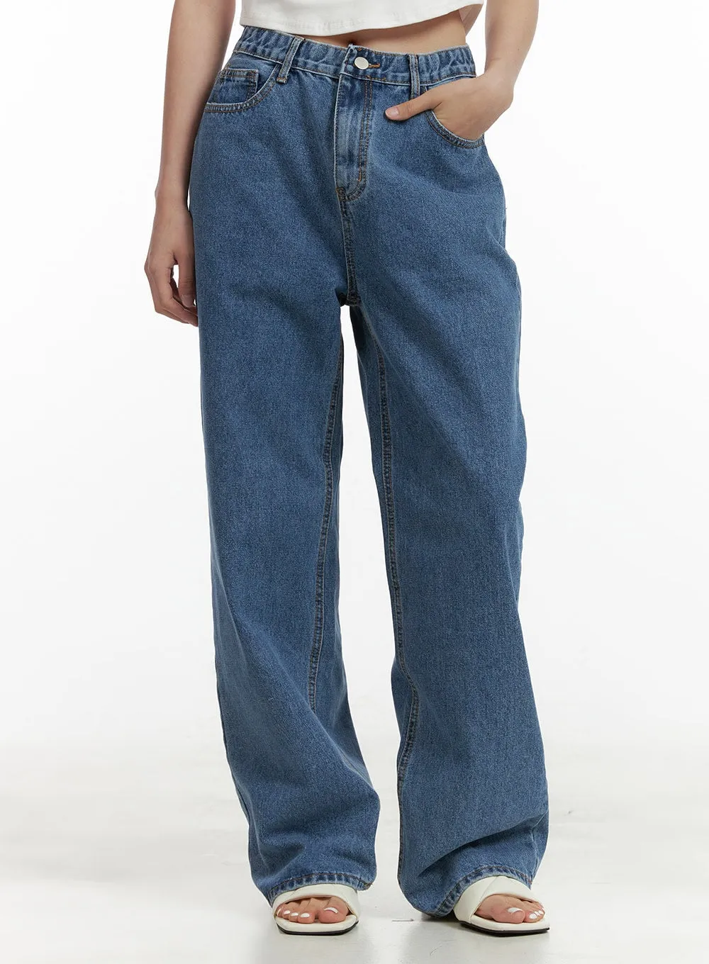Denim Straight Leg Jeans OU413 sold by Lewkin product image thumbnail 2