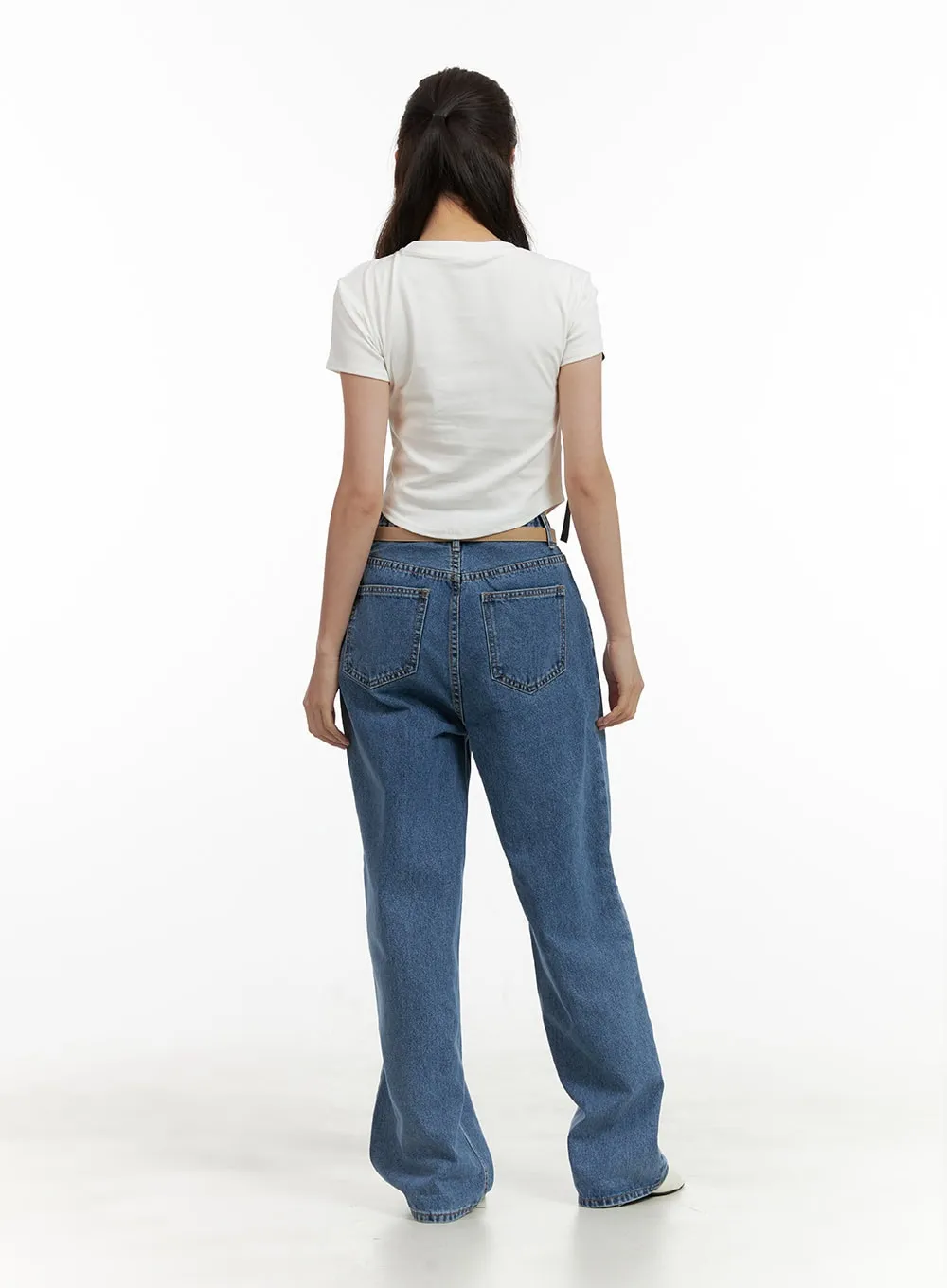 Denim Straight Leg Jeans OU413 sold by Lewkin product image thumbnail 4