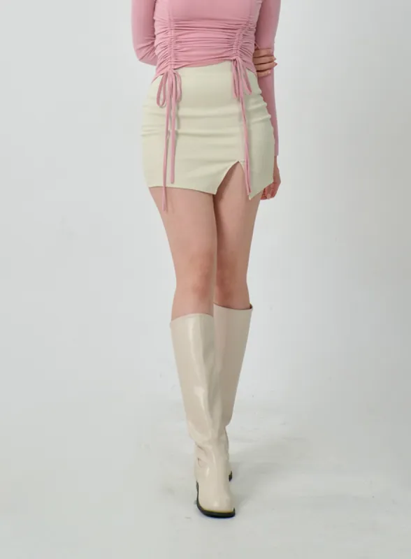 Side Slit Mini Skirt IJ304 sold by Lewkin