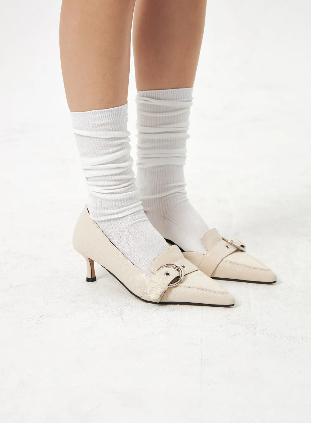 Pointed Toe Buckle Heels CA321 sold by Lewkin