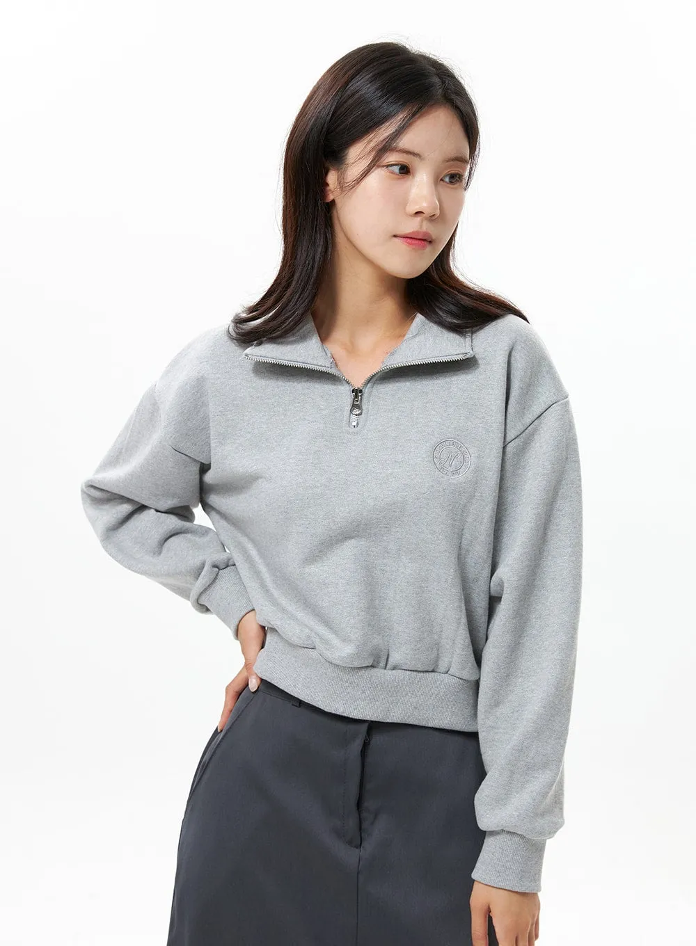 Wide Collar Half Zip Sweatshirt OS315 sold by Lewkin product image thumbnail 5