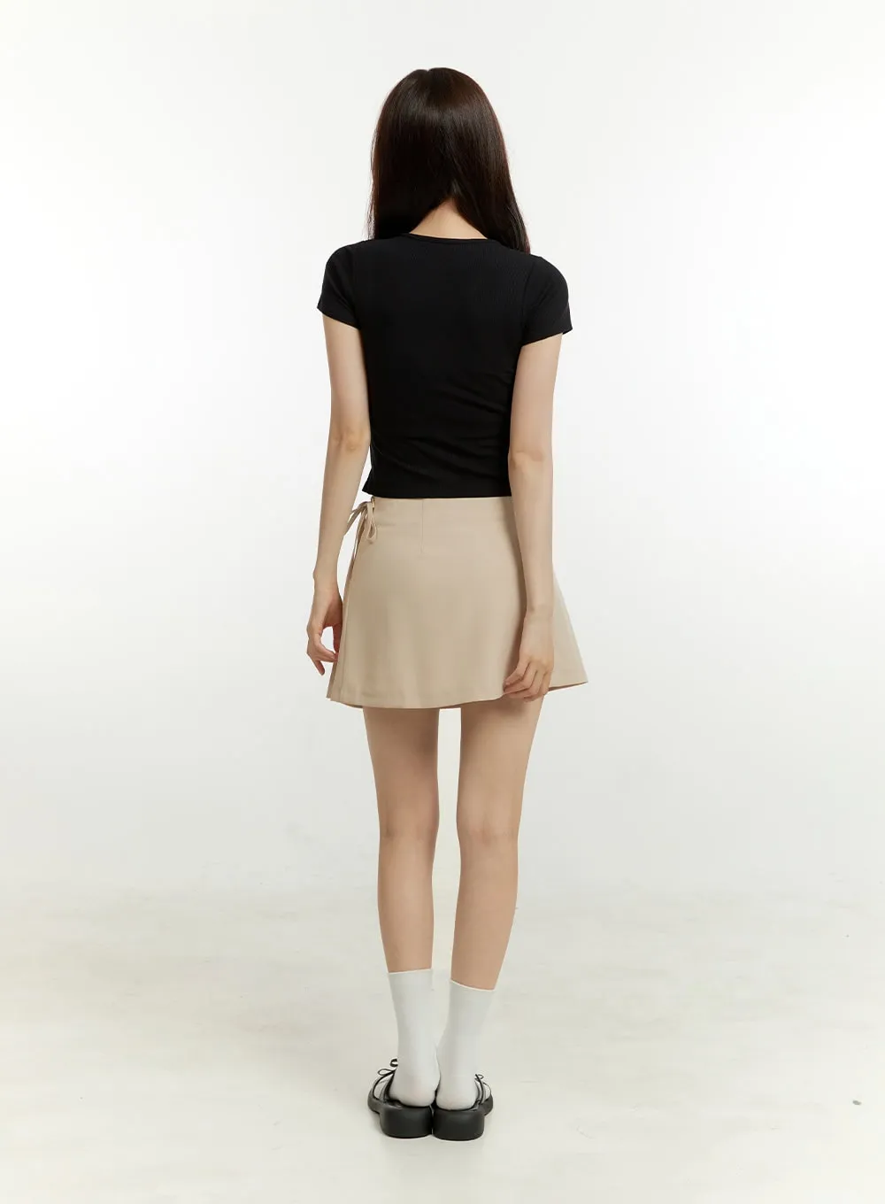 Pleated Solid Mini Skirt OU428 sold by Lewkin product image thumbnail 4