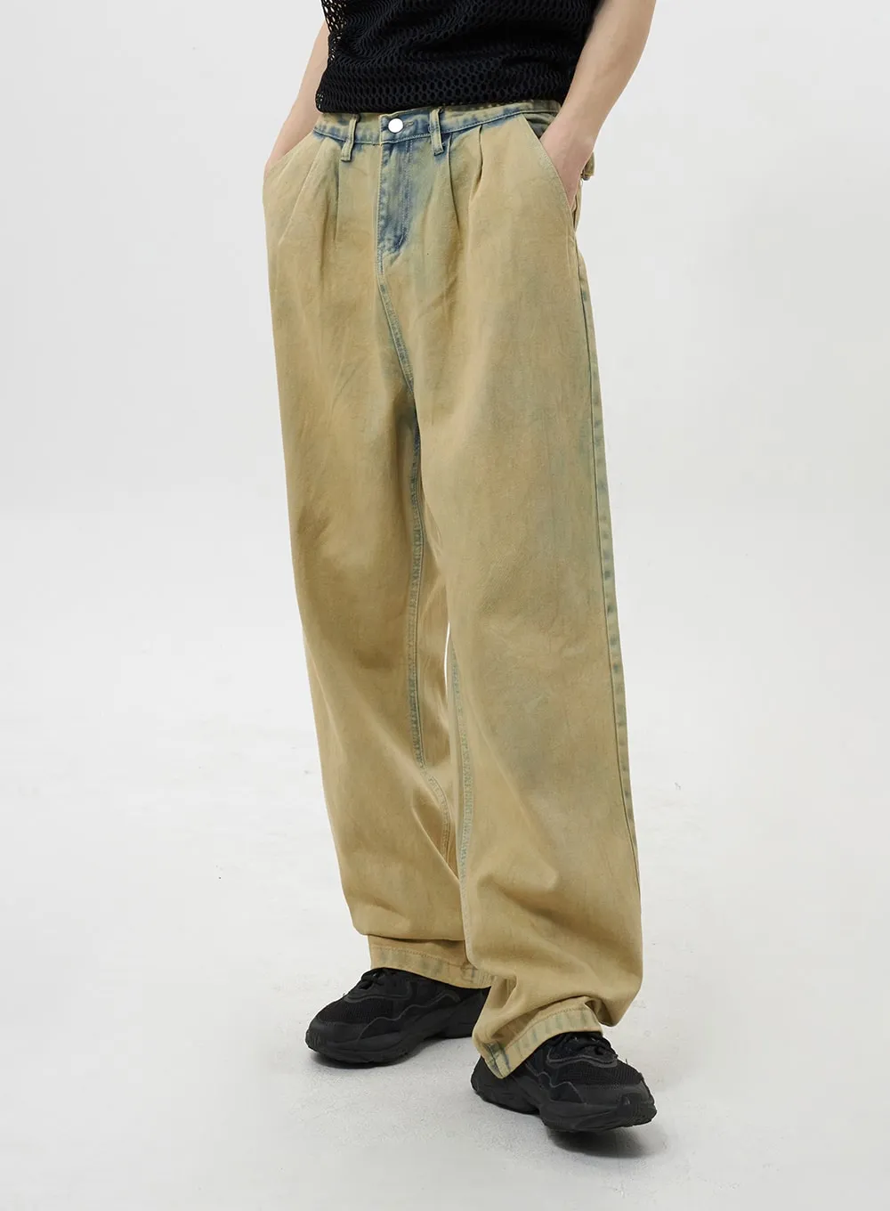 Beige Baggy Jeans Unisex CY322 sold by Lewkin