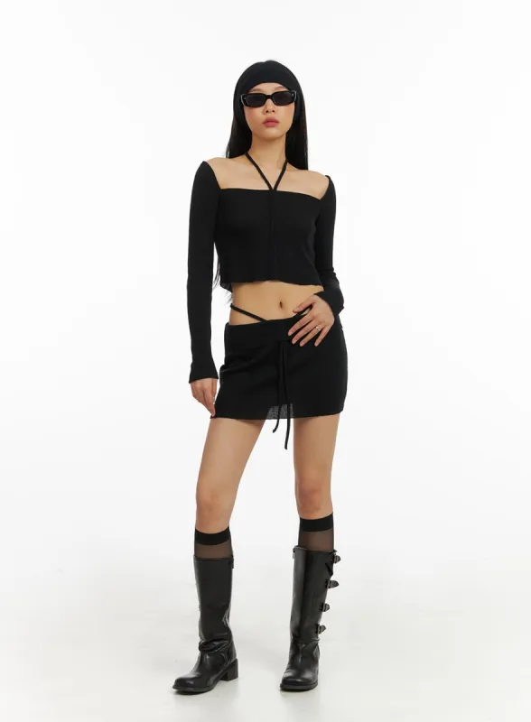 Strap Waist Sheer Mini Skirt IA417 sold by Lewkin