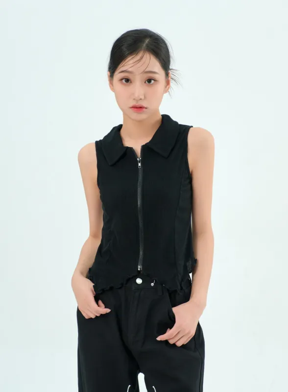 Sleeveless Zip-Up Top BY308 sold by Lewkin
