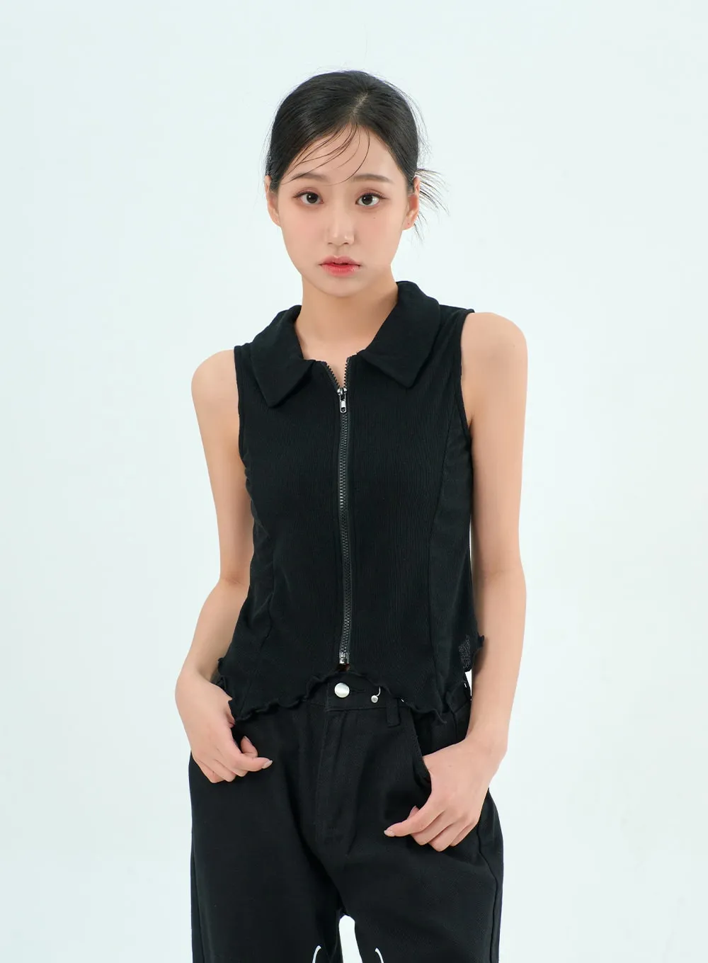 Sleeveless Zip-Up Top BY308 sold by Lewkin