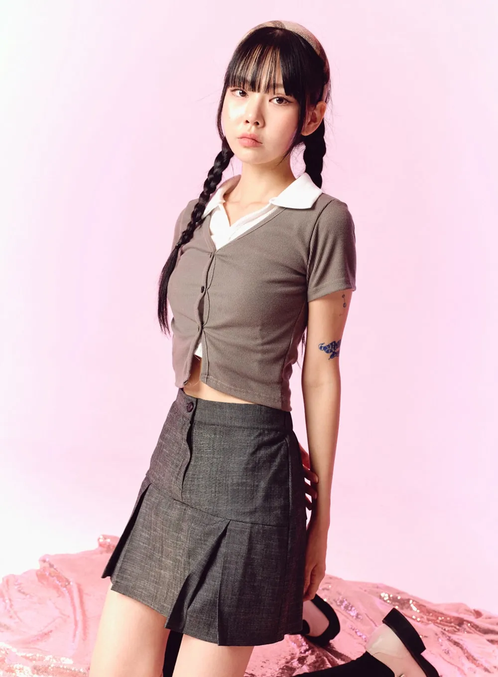 Layered Button Tee IG304 sold by Lewkin