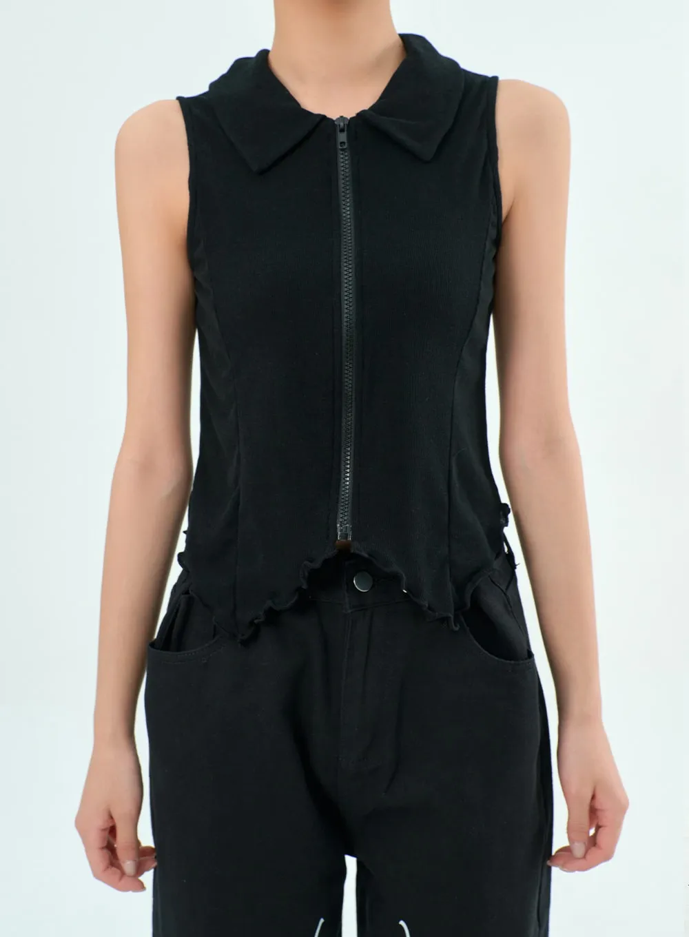 Sleeveless Zip-Up Top BY308 sold by Lewkin product image thumbnail 2