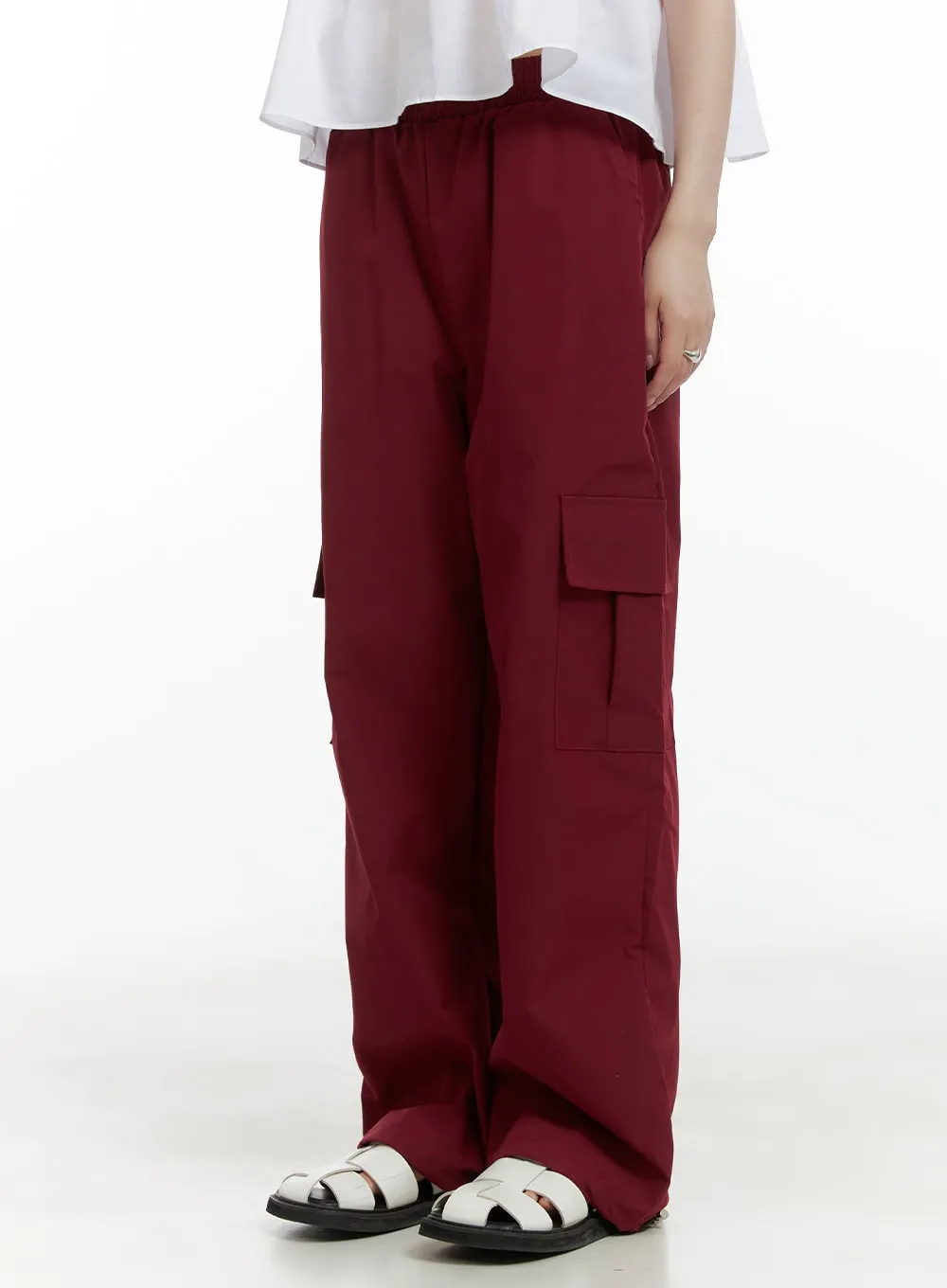 Solid String Waist Cargo Pants CL412 sold by Lewkin