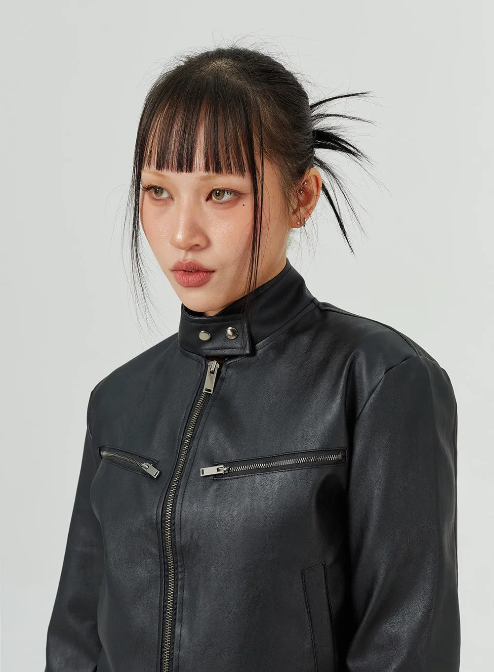 Standard Fit Faux Leather Jacket CM317 sold by Lewkin product image thumbnail 2