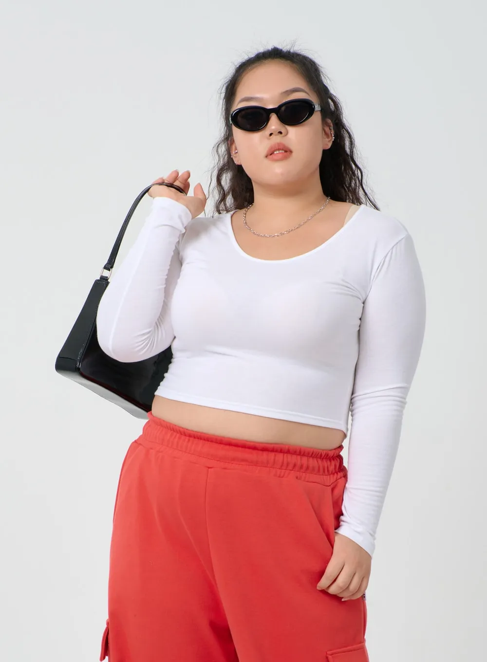 Plus U-Neck Long Sleeve Cropped Top ID27 sold by Lewkin product image thumbnail 2