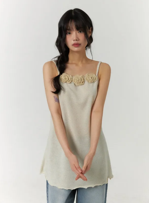 Rose Collar Chiffon Cami Midi Dress CF406 sold by Lewkin
